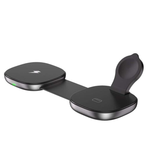 SlimWin Mini 3 az 1-ben vezeték nélküli töltő, nyitott állapoptban, szögletes forma