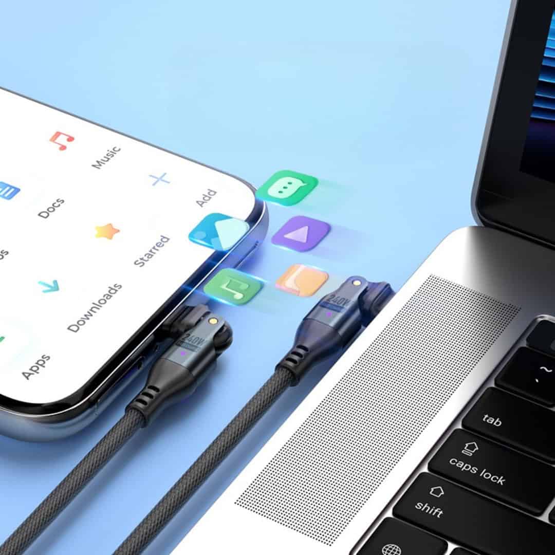 SlimWin USB-C – USB-C 240W / 480 Mbps Gyorstöltő- és Adatkábel – 180° Hajlítható, adatátvitel közben