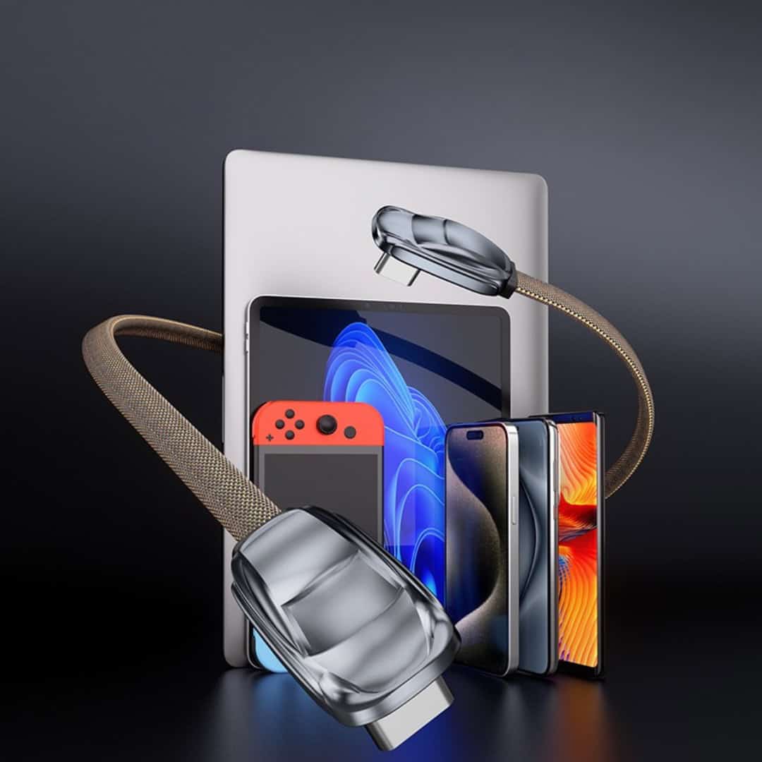 SlimWin USB-C – USB-C 240W / 480 Mbps Gyorstöltő- és Adatkábel – L-Alakú, széles kompatibilitás