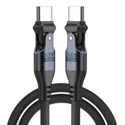 SlimWin USB-C – USB-C 240W / 480 Mbps Gyorstöltő- és Adatkábel – 180° Hajlítható, feltekerve