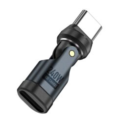 SlimWin USB-C – USB-C 240W / 480 Mbps Gyorstöltő Adapter – 540° Forgatható, oldalnézetből