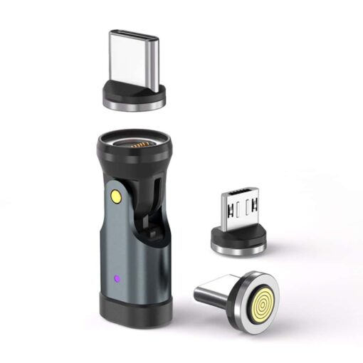 SlimWin USB-C Mágneses 3 az 1-ben 240W 9 Tűs Gyorstöltő Adapter – 540° Forgatható, felülnézetből