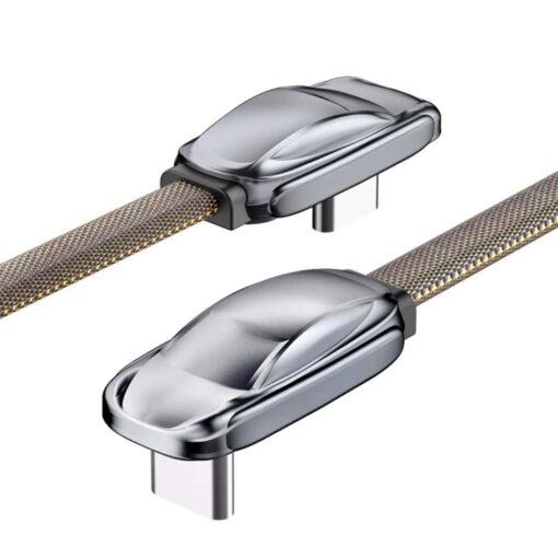 SlimWin USB-C – USB-C 240W / 480 Mbps Gyorstöltő- és Adatkábel – L-Alakú, autó formájú töltőkábel, előlről és hátulról
