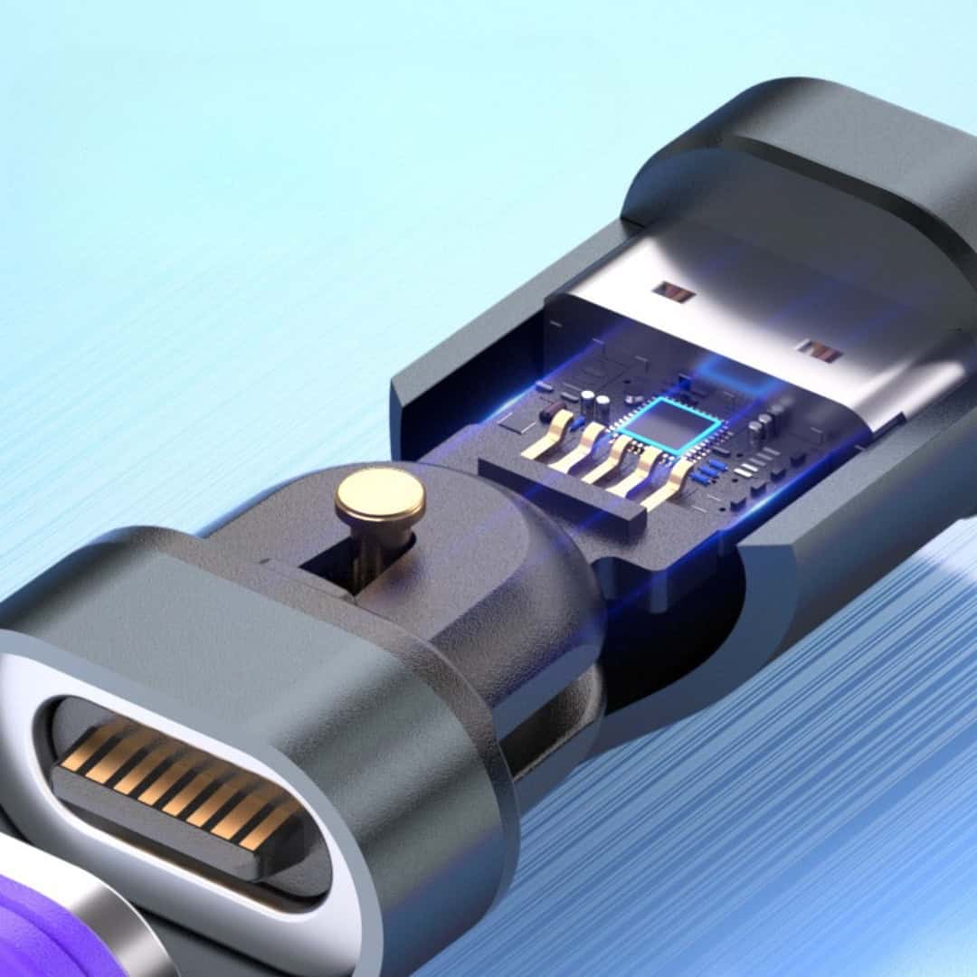 SlimWin USB-C Mágneses 3 az 1-ben 240W 16 Tűs Gyorstöltő Adapter – 540° Forgatható, beépített intelligens chip