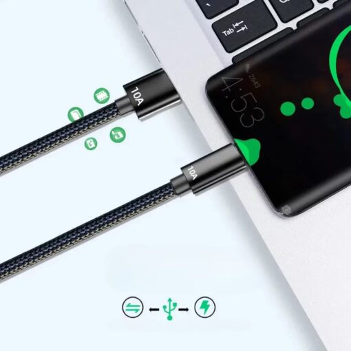 SlimWin USB-C 120W 10A-es Gyorstöltő és Adatkábel 480Mbps - Image 4