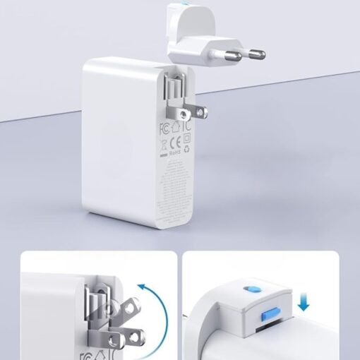 SlimWin 160W GaN Ultra Gyors Laptop Töltő -  3 Portos Type-C1: PD 140W, Type-C2: PD 20W, USB-A: 20W - Image 3