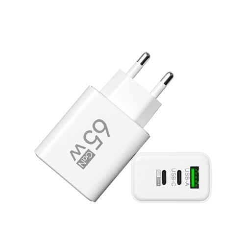 SlimWin 65W GaN nagy teljesítményű fali hálózati töltő - 3 portos USB-A + 2 x USB-C PD 3.0 - Image 2